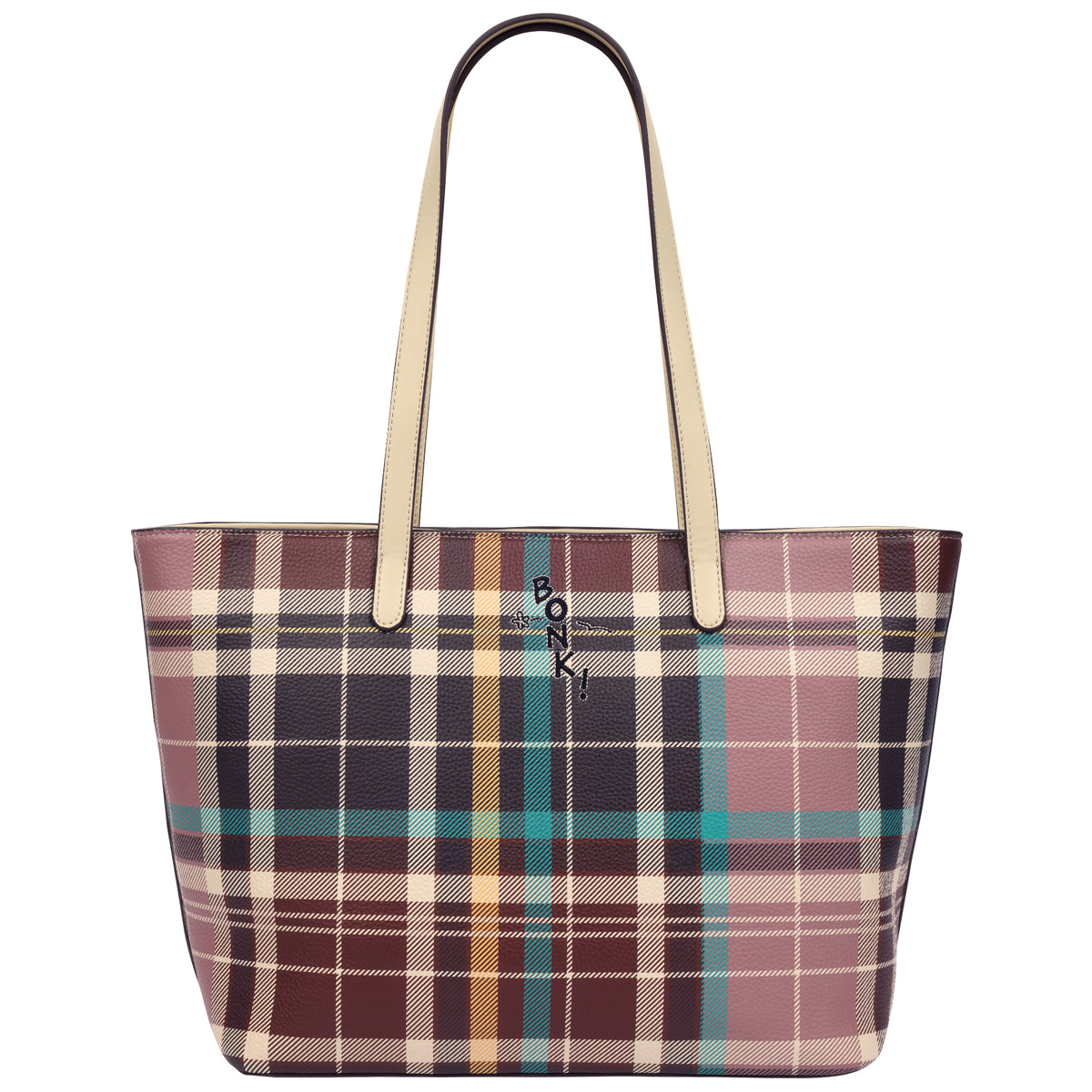 Danielle Nicole x Peanuts Heritage Plaid Character Tote Bag with Snoopy Doghouse Charm