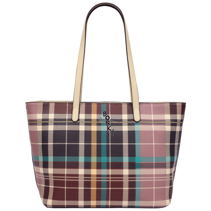 Danielle Nicole x Peanuts Heritage Plaid Character Tote Bag with Snoopy Doghouse Charm