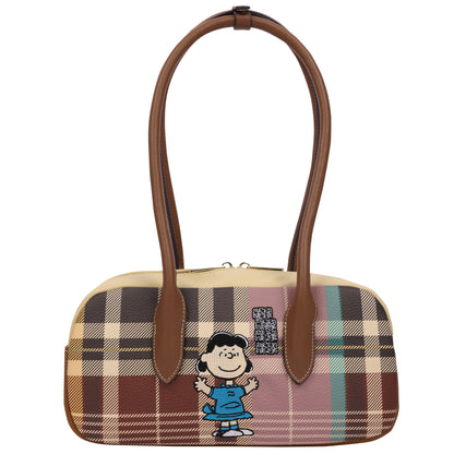 Danielle Nicole x Peanuts Heritage Plaid Satchel Bag with Snoopy Doghouse Charm