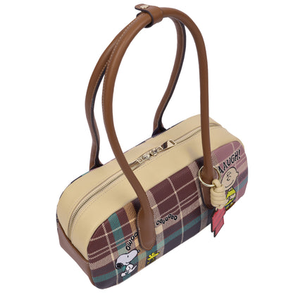 Danielle Nicole x Peanuts Heritage Plaid Satchel Bag with Snoopy Doghouse Charm