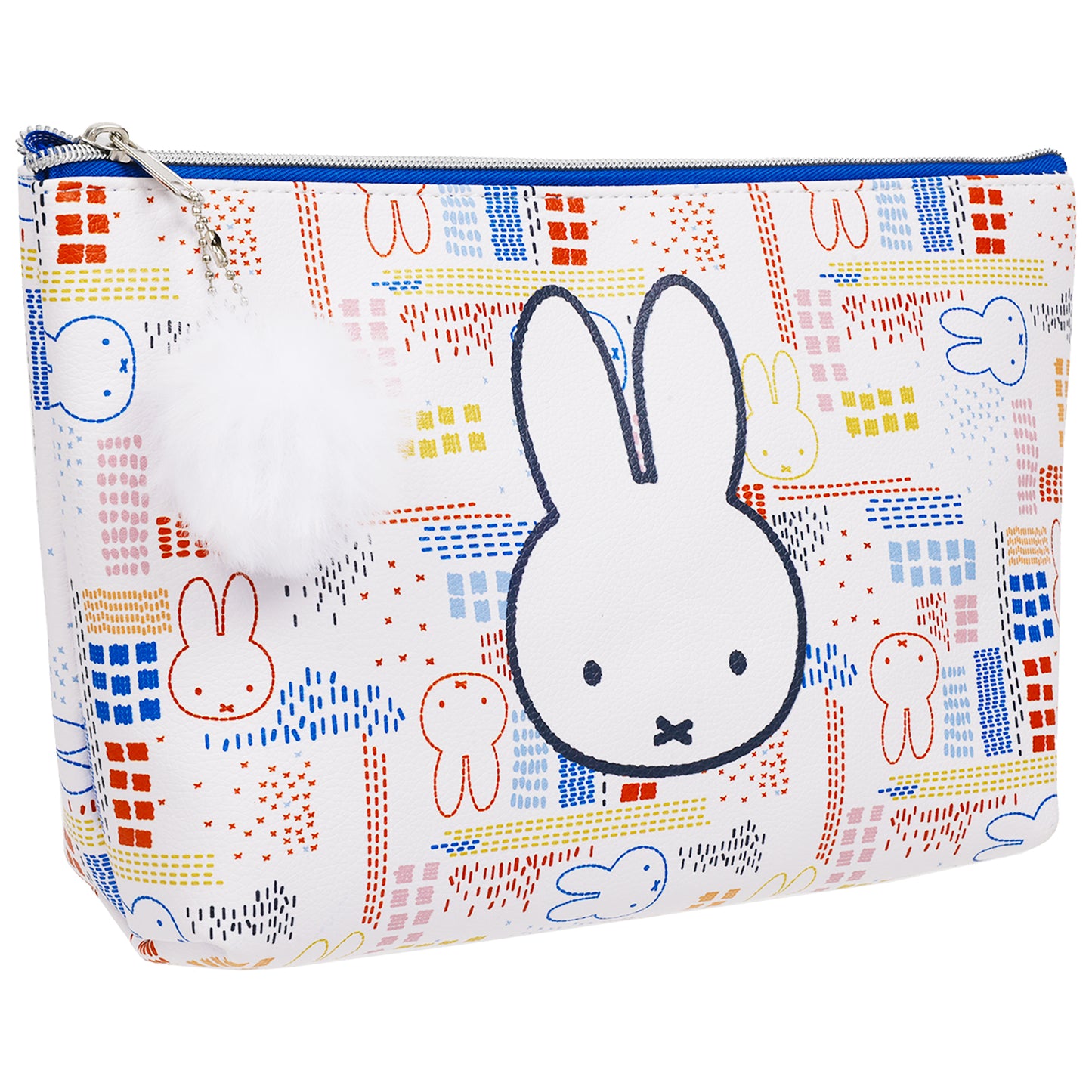 Danielle Nicole  x Miffy Allover Print Trapezoid Cosmetic Bag with Pom-Pom Charm